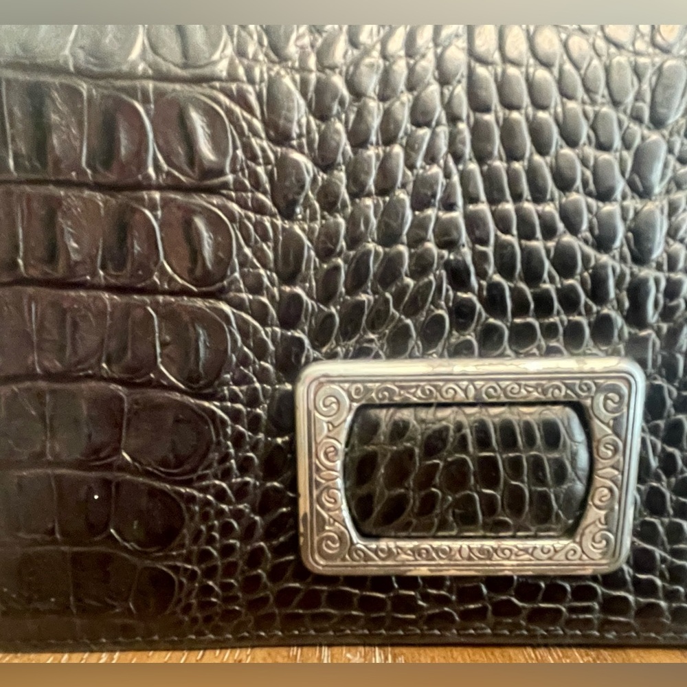 Brighton Black Croc-Embossed Crossbody Bag - Picture 4 of 11